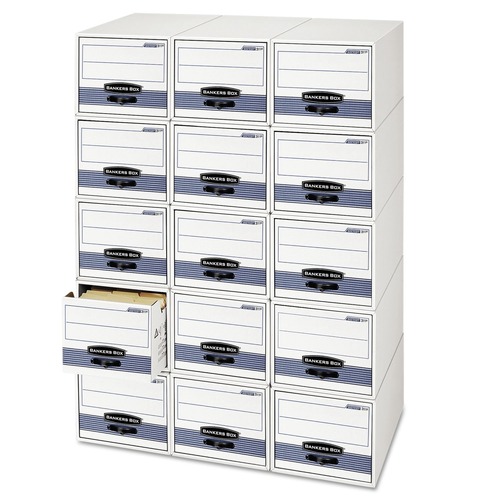 Office Filing Cabinets & Shelves | Bankers Box 00306 STOR/DRAWER STEEL PLUS 10.5 in. x 25.25 in. x 6.5 in. Storage Drawers - White/Blue (12/Carton) image number 0