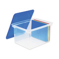 File Folders | Storex 61508U01C 18.5 in. x 14.25 in. x 10.88 in. Letter/Legal Files Plastic File Tote - Clear/Blue image number 1