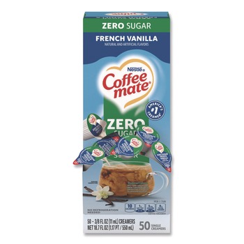 Coffee-Mate 12183747 0.38 oz. Mini Cups Liquid Coffee Creamer - Sugar Free French Vanilla (50/Box)
