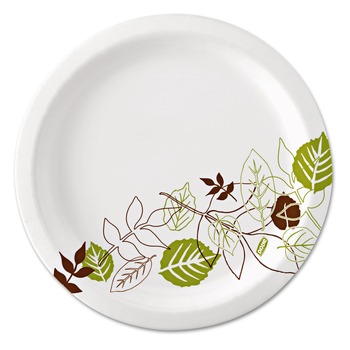 Dixie UX7WS Pathways Soak-Proof Shield WiseSize 6.88 in. Paper Plates - Green/Burgundy (500/Carton)