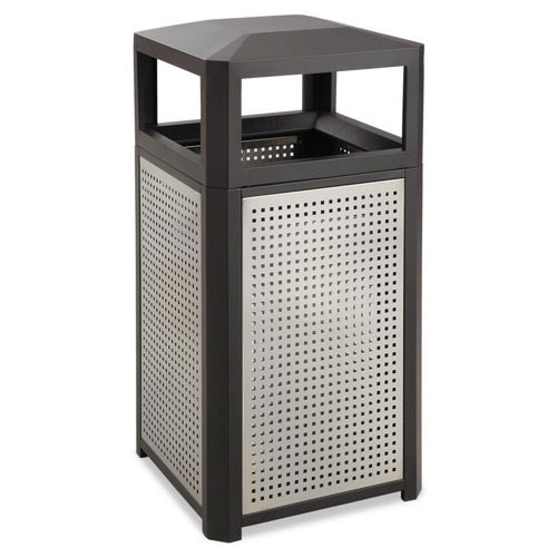 Trash & Waste Bins | Safco 9934BL 38 Gallon Steel Evos Series Steel Waste Container - Black image number 0