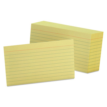FLASH CARDS | Oxford 7321 CAN 3 in. x 5 in. Ruled Index Cards - Canary (100/Pack)