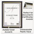 Office Decor | NuDell 11800 8 in. x 10 in. EZ Mount Document Frame with Trim Accent and Plastic Face - Black/Gold image number 1