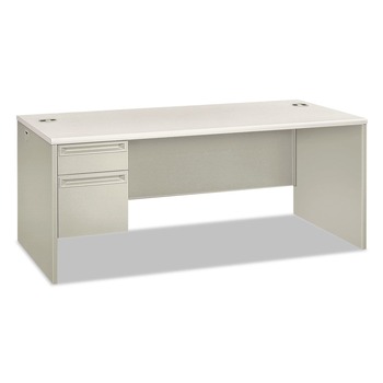 HON H38294L.B9.Q 72 in. x 36 in. x 30 in. 38000 Series Left Pedestal Desk - Light Gray/Silver