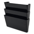 Wall Files | Deflecto 73504 13 in. x 4 in. 3 Sections 3-Pocket Stackable DocuPocket Partition Wall File - Letter Size, Black image number 5