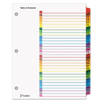 Cardinal 60118 31 Tab 1 - 31 Letter Traditional Onestep Index System - Multicolor (31/Set)