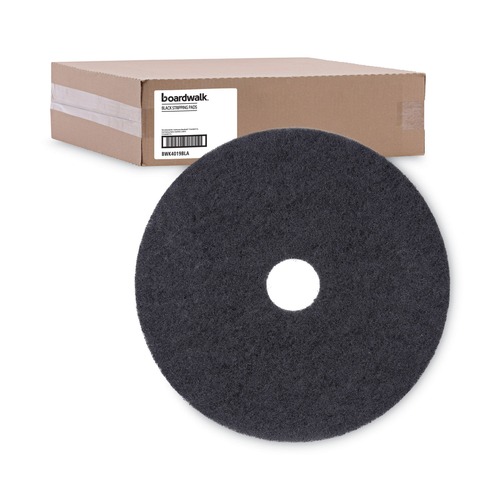 Just Launched | Boardwalk BWK4019BLA 19 in. Diameter Stripping Floor Pads - Black (5/Carton) image number 0