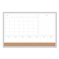 White Boards | U Brands 3891U00-01 4N1 35 x 23 Magnetic Dry Erase Combo Board - Tan/White Surface/Silver Aluminum Frame image number 1
