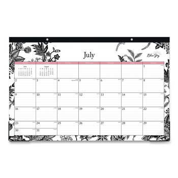 Blue Sky BLS130617 17 in. x 11 in. 12-Month (Jul 2025-Jun 2026) Analeis Academic Year Desk Pad Calendar - White/Black/Coral Sheets