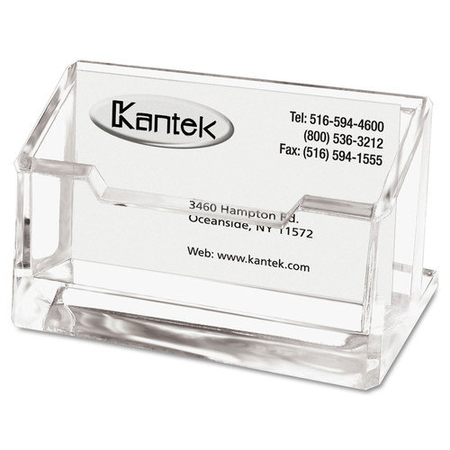 Desktop Organizers | Kantek AD-30 4.1 x 1.9 x 2.1 Acrylic Business Card Holder, Holds 80 Cards - Clear image number 0