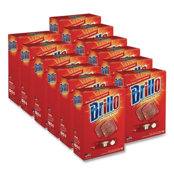 Brillo 23310 2.5 in. x 3 in. Steel Wool Soap Pads - Gray/Pink (12/Carton)