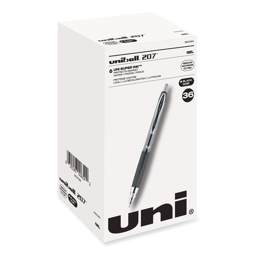 Pens | uni-ball 1921063 Signo 207 0.7 mm Retractable Gel Pen Value Pack - Black Ink/Smoke/Black Barrel/Medium (36/Box) image number 0