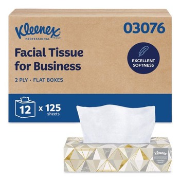 Kleenex 03076 2-Ply Facial Tissue for Business - White (12 Boxes/Carton)