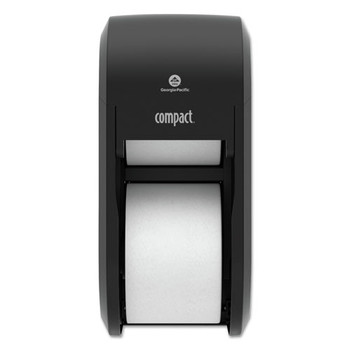 Georgia Pacific Professional 56790A Compact Vertical 2-Roll 14.06 in. x 6.69 in. x 8.19 in. Coreless Tissue Dispenser - Black (1/Carton)