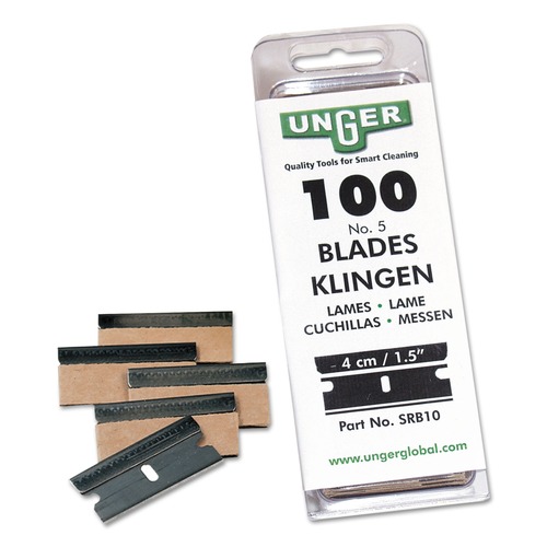 Box Cutters & Utility Knives | Unger SRB30 #9 Safety Scraper Stainless Steel Replacement Blades (100/Pack) image number 0