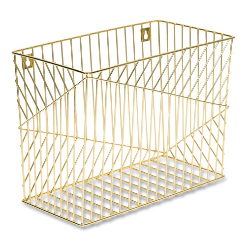 Desktop Organizers | U Brands 3231U02-06 Vena 6.85 in. Long Hanging File Basket - Gold/Letter Size image number 0