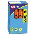 Highlighters | Avery 24050 HI-LITER Desk-Style Chisel Tip Highlighters - Fluorescent Orange Ink/Black Barrel (1-Dozen) image number 0