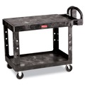 Just Launched | Rubbermaid Commercial FG452500BLA 25.25 in. x 44 in. x 38.13 in. 500 lbs. Capacity 2 Flat Shelves Plastic Utility Cart - Black image number 0