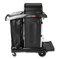 Cleaning Carts | Rubbermaid Commercial 1861427 Executive High Security 23.1 in. x 39.6 in. x 27.5 in. Janitorial Cleaning Cart - Black image number 2