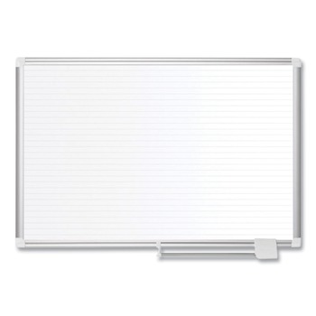 WHITE BOARDS | MasterVision MA0594830 48 in. x 36 in. Ruled Magnetic Steel Dry Erase Planning Board - White Surface/Satin Aluminum Frame