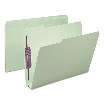 Smead 14944 1/3-Cut Tabs 3-in Expansion 2 SafeSHIELD Fasteners Letter Size Recycled Pressboard Fastener Folders - Gray-Green (25/Box)