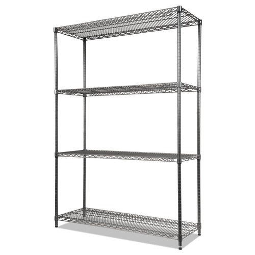Just Launched | Alera ALESW504818BA 48 in. x 18 in. x 72 in. Four-Shelf Wire Shelving Starter Kit - Black Anthracite image number 0