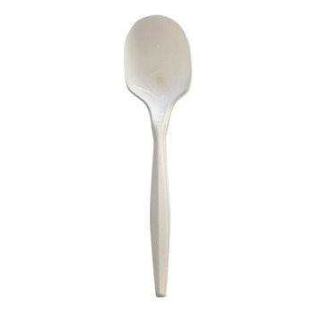 Boardwalk BWKSOUPMWPPIW 4.86 in. Mediumweight Wrapped Polypropylene Plastic Soup Spoon Cutlery - White (1000/Carton)