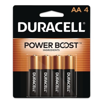 Duracell MN1500B4Z Power Boost CopperTop Alkaline AA Batteries (4/Pack)
