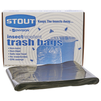 TRASH BAGS | Stout by Envision P4045K20 40 in. x 45 in. 45-Gallon 2 mil. Insect-Repellent Trash Bags - Black (65/Box)
