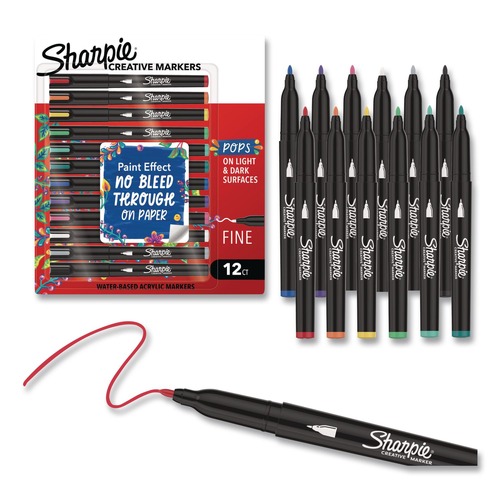 Washable Markers | Sharpie 2212829 Fine Bullet Tip Creative Markers - Assorted (12/Pack) image number 0