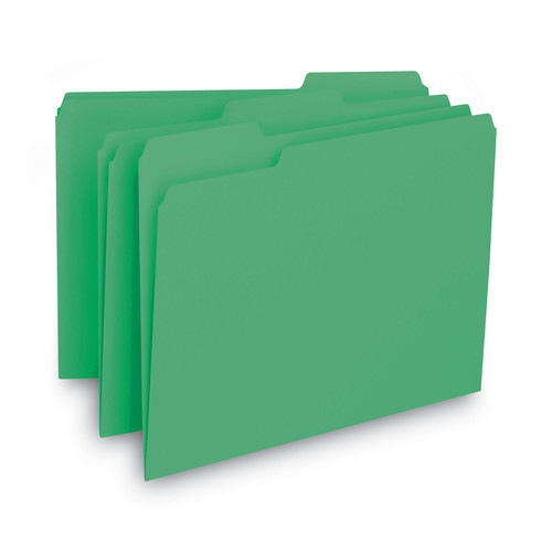 File Folders | Smead 10247 1/3-Cut Tabs Assorted Letter Size 0.75 in. Expansion Interior File Folders - Green (100/Box) image number 0