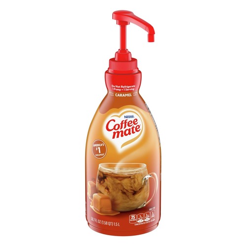 Condiments | Coffee-Mate 12536266 50.7 oz. Liquid Creamer Pump Bottle - Caramel image number 0