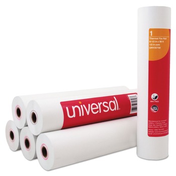 Universal UNV35758 8.5 in. x 98 ft. 0.5 in. Core Direct Thermal Printing Fax Paper Rolls - White (6/Carton)