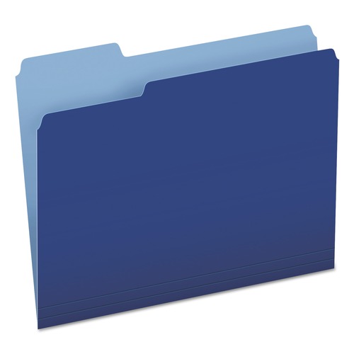 File Folders | Pendaflex 152 1/3 NAV Assorted 1/3-Cut Tabs Letter Size Colored File Folders - Navy Blue/Light Blue (100/Box) image number 0