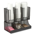 Breakroom Supplies | Mind Reader UPMESH-BLK 5 in. x 13 in. x 11.5 in. 2-Tier 6-Compartment Network Collection Coffee Cup and Condiment Countertop Organizer - Black image number 4