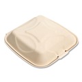Food Trays, Containers, and Lids | Boardwalk BWKHNGE991CNPFA 9 in. x 9 in. x 3.19 in. Bagasse PFAS-Free Sugarcane Food Containers - Tan (100/Sleeve, 2 Sleeves/Carton) image number 4
