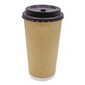 Cups and Lids | Karat C-KRC520 20 oz Ripple Hot Cups - Kraft/White (500/Carton) image number 1
