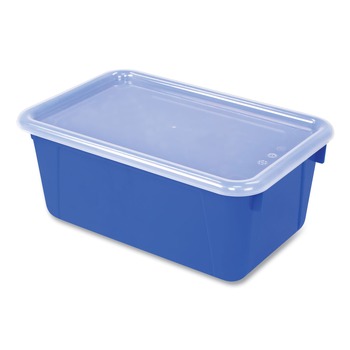 BOXES AND BINS | Storex 62408U05C 1 Section 2 Gallon 8.2 in. x 12.5 in. x 11.5 in. Cubby Bin with Lid - Blue (5/Pack)