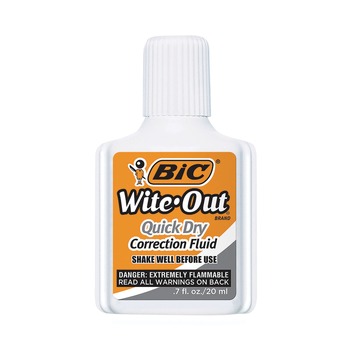 BIC WOFQD12 WHI 20 mL Wite-Out Quick Dry Correction Fluid - White (1-Dozen)