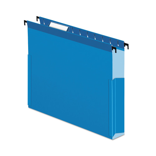 File Folders | Pendaflex 59202 1/5-Cut Tabs 2 in. Capacity 1 Section Letter Size SureHook Reinforced Extra-Capacity Hanging Box File - Blue (25/Box) image number 0