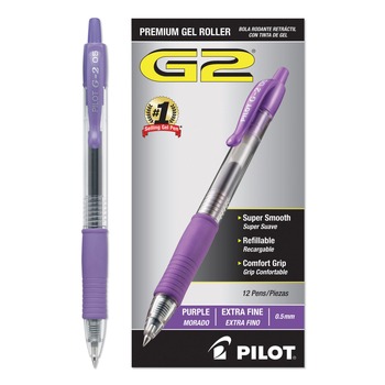 Pilot 31006 G2 Premium Extra-Fine 0.5 millimeter Retractable Gel Pen - Purple Ink/Smoke/Purple Barrel (1-Dozen)