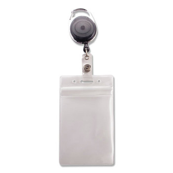 Advantus 91129 2.68 in. x 5 in. Vertical Resealable Badge Holder Combo Pack with 30 in. Cord Badge Reel (10/Pack)