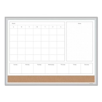 U Brands 3890U00-01 23 in. x 17 in. 4N1 Magnetic Dry Erase Combo Board - Tan/White Surface, Silver Aluminum Frame