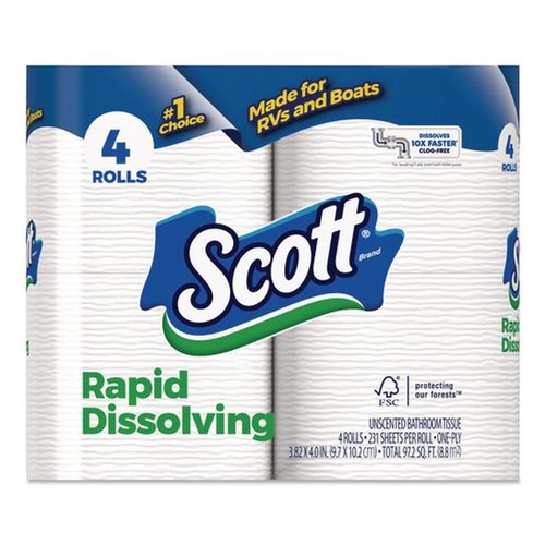 Toilet Paper | Scott 47617 1-Ply Septic Safe Rapid-Dissolving Toilet Paper - White (48/Carton) image number 0