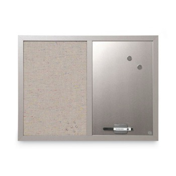 MasterVision MX04331608 24 in. x 18 in. Gray MDF Wood Frame Designer Combo Fabric Bulletin/Dry Erase Board - Multicolor/Gray