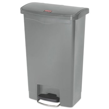 TRASH WASTE BINS | Rubbermaid Commercial 1883602 Streamline 13-Gallon Front Step Style Resin Step-On Container - Gray