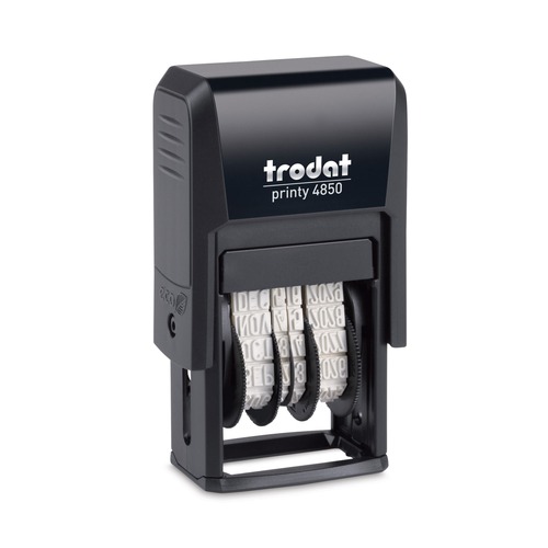 Stamps & Stamp Supplies | Trodat E4853L 1 in. x 0.75 in. Printy Economy Micro 5-in-1 Self-Inking Date Stamp - Blue/Red image number 0