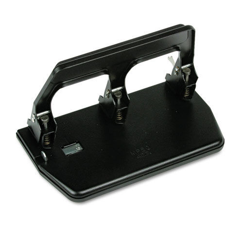 Staple Punches | Master MP50 9/32 in. Holes 40-Sheet Heavy-Duty Three-Hole Punch with Gel Padded Handle - Black image number 0