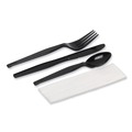 Cutlery | Dixie CH56NC7 Individually Wrapped Heavyweight Cutlery Set Fork/Knife/Napkin/Spoon Plastic Black (250/Carton) image number 1