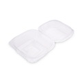Food Trays, Containers, and Lids | Eco-Products EP-LC6 6 in. x 6 in. x 3 in. Renewable and Compostable Plastic Clamshell Hinged Food Containers - Clear (240/Carton) image number 6